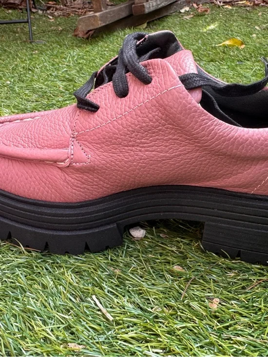 INTENTIONALLY BLANK Pink Chunky Lace-Up Platform Loafers size 38 - Picture 4 of 8